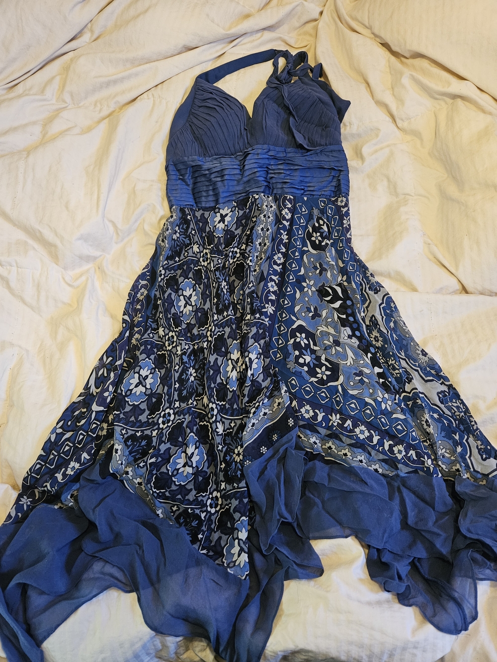 Signature by Sangria Blue Floral Halter Midi Dress